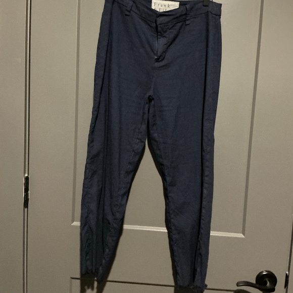 Frank & Eileen Kinsale Performance Linen Pants in Navy Blue - Picture 1 of 6